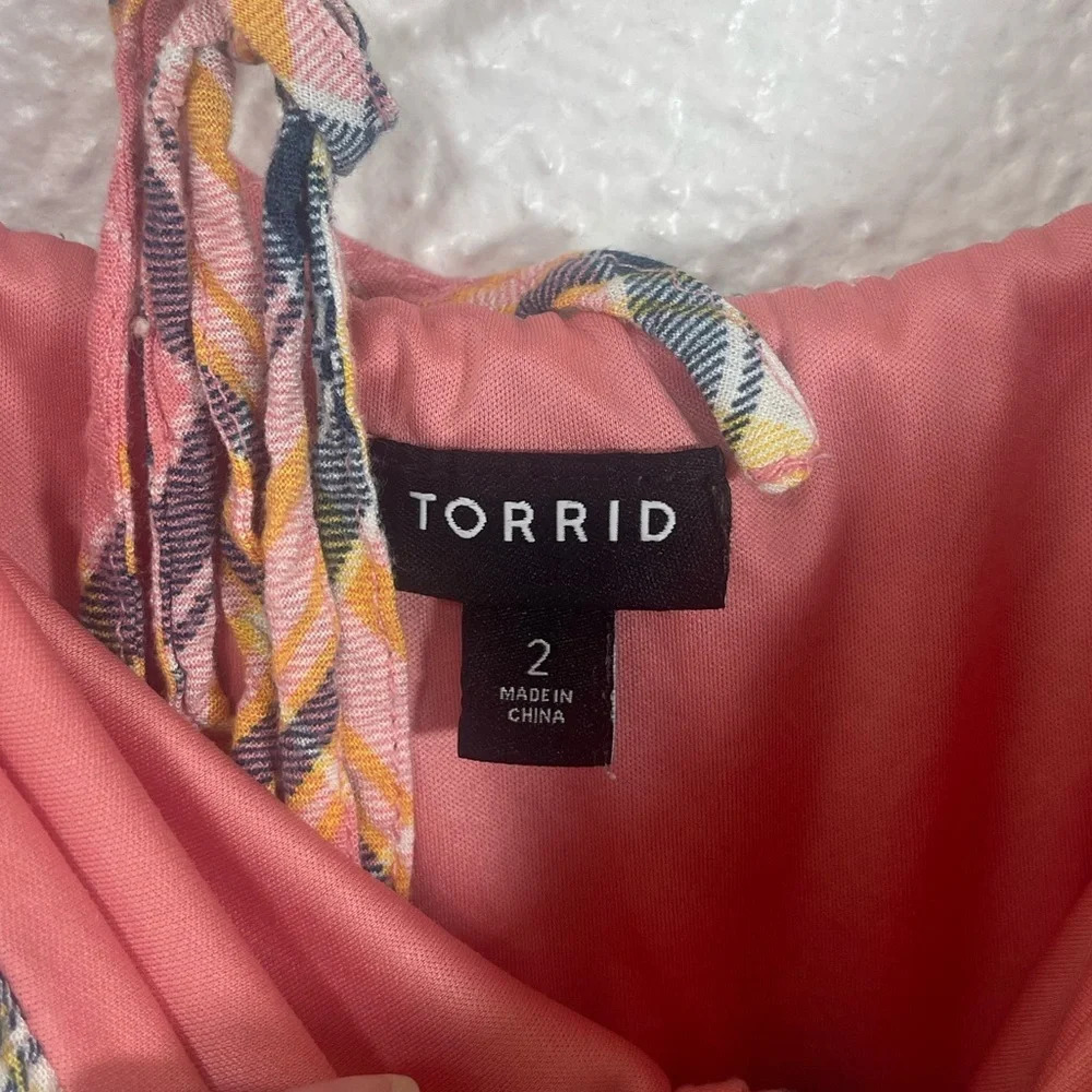 Torrid Plaid Button Down Front Square Neck Babydoll Blouse Women’s US 2X - Picture 3 of 11